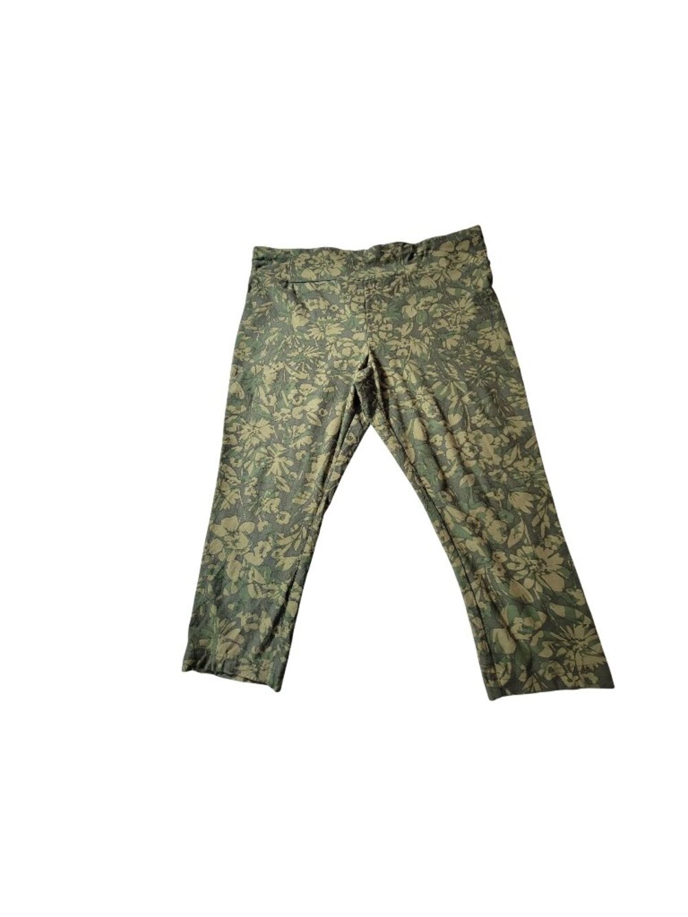 Terra & Sky Plus Size 2X Green Floral Stretch Leggings  Wide elastic waistband